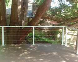 deck railing around tree
